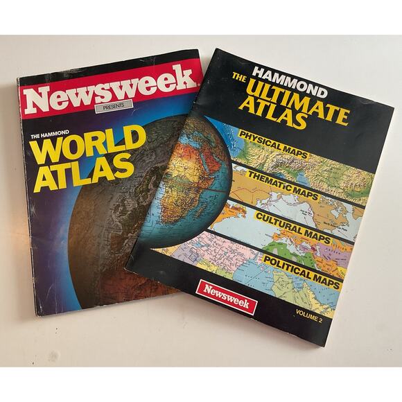 1988 Newsweek The Hammond World Atlas Softcover Bundle of 2 - Picture 1 of 7